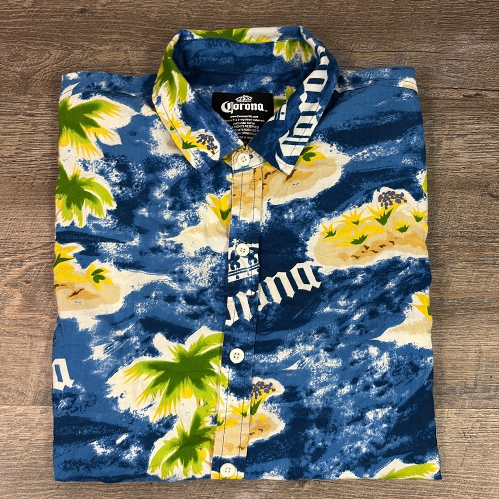 Vintage Corona Hawaiian Button Down Shirt  XXL